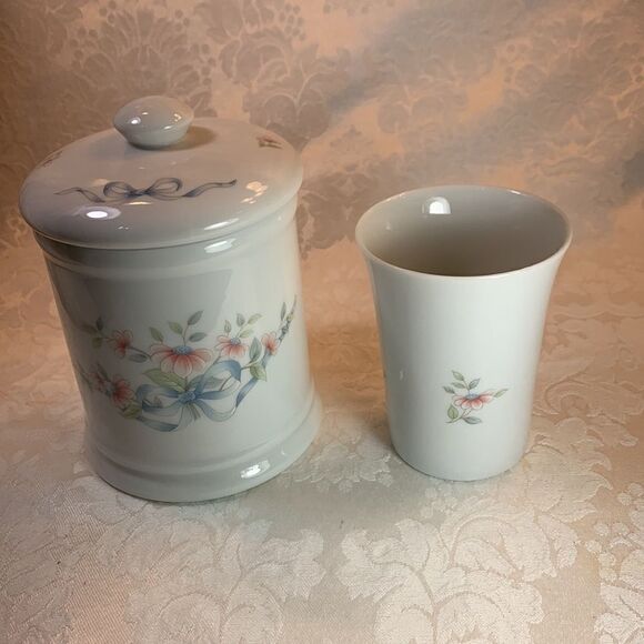 Princess House Exclusive Handcrafted In Porcelain 16 Oz Bath Jar 8 Oz Tumbler - Picture 3 of 13